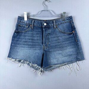 & Denim Vintage Denim High Waist Shorts Womens Size 10 Frayed Him Blue